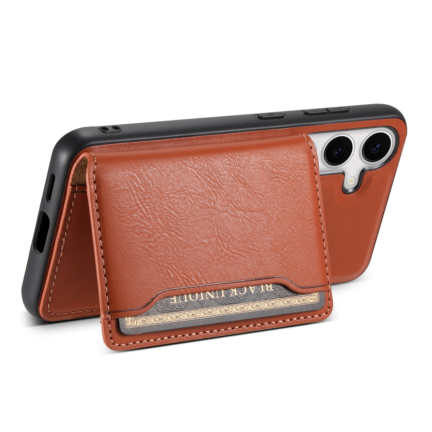 DENIOR For Samsung Galaxy S24 Magnetic Case Kickstand Phone Cover 2 in 1 Detachable Wallet Back - Brown
