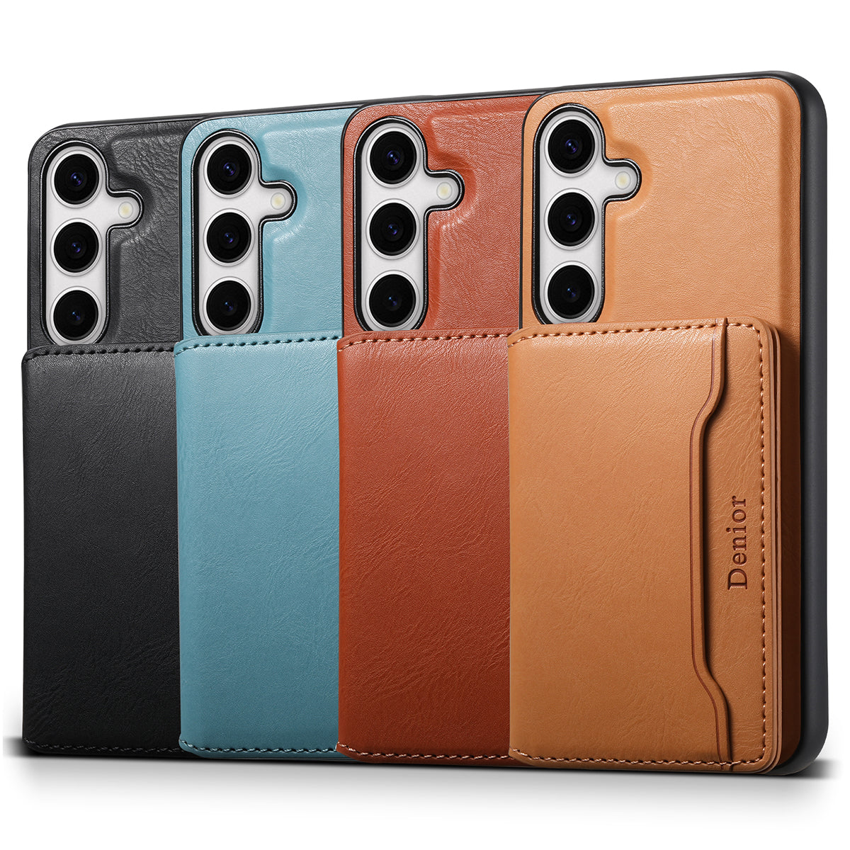 DENIOR For Samsung Galaxy S24 Magnetic Case Kickstand Phone Cover 2 in 1 Detachable Wallet Back - Brown