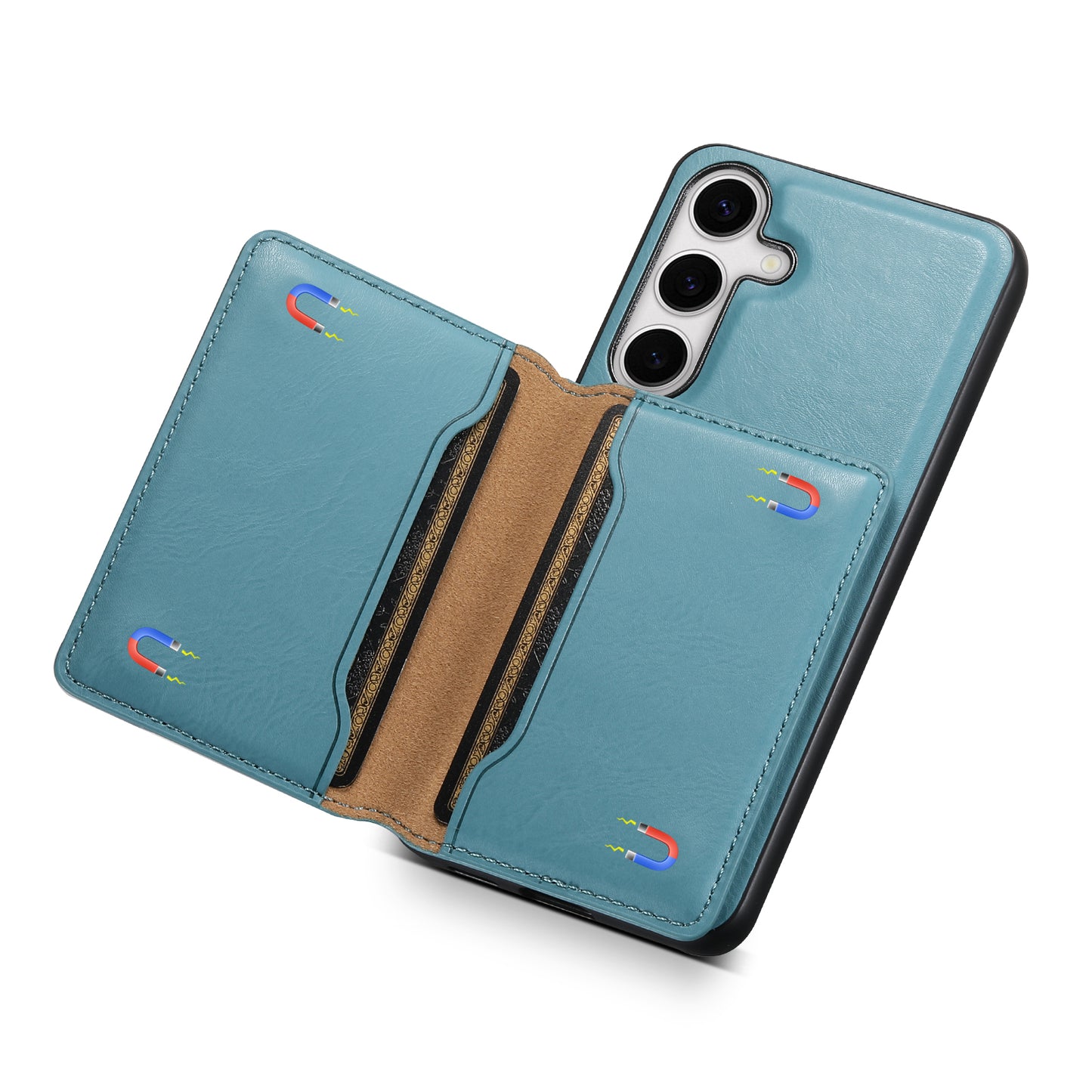 DENIOR For Samsung Galaxy S24+ Phone Case Magnetic Protection Cover Detachable Card Bag - Blue