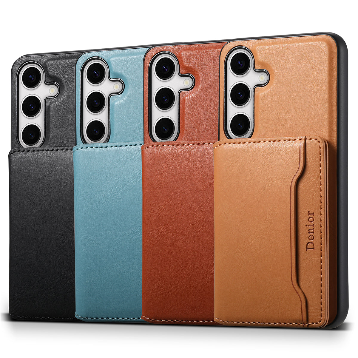 DENIOR For Samsung Galaxy S24+ Phone Case Magnetic Protection Cover Detachable Card Bag - Khaki