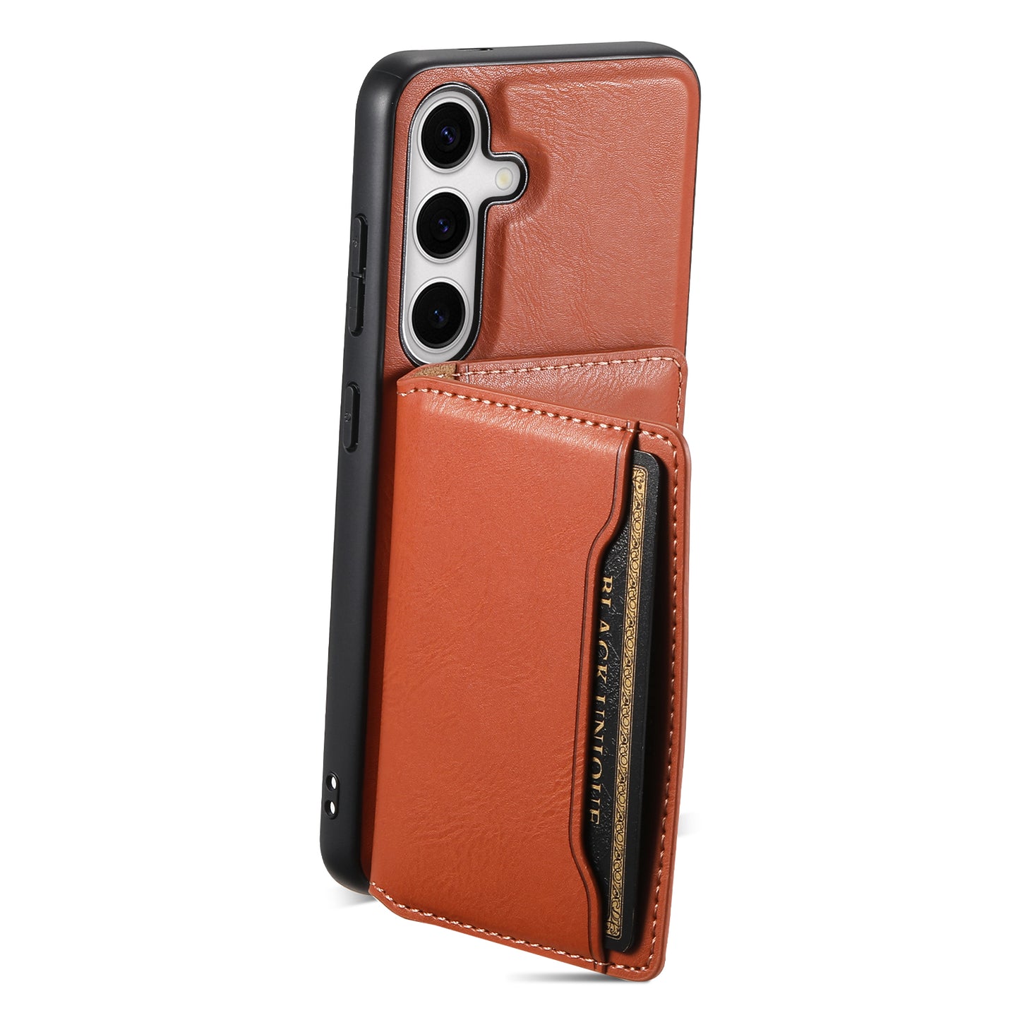 DENIOR For Samsung Galaxy S24+ Phone Case Magnetic Protection Cover Detachable Card Bag - Brown