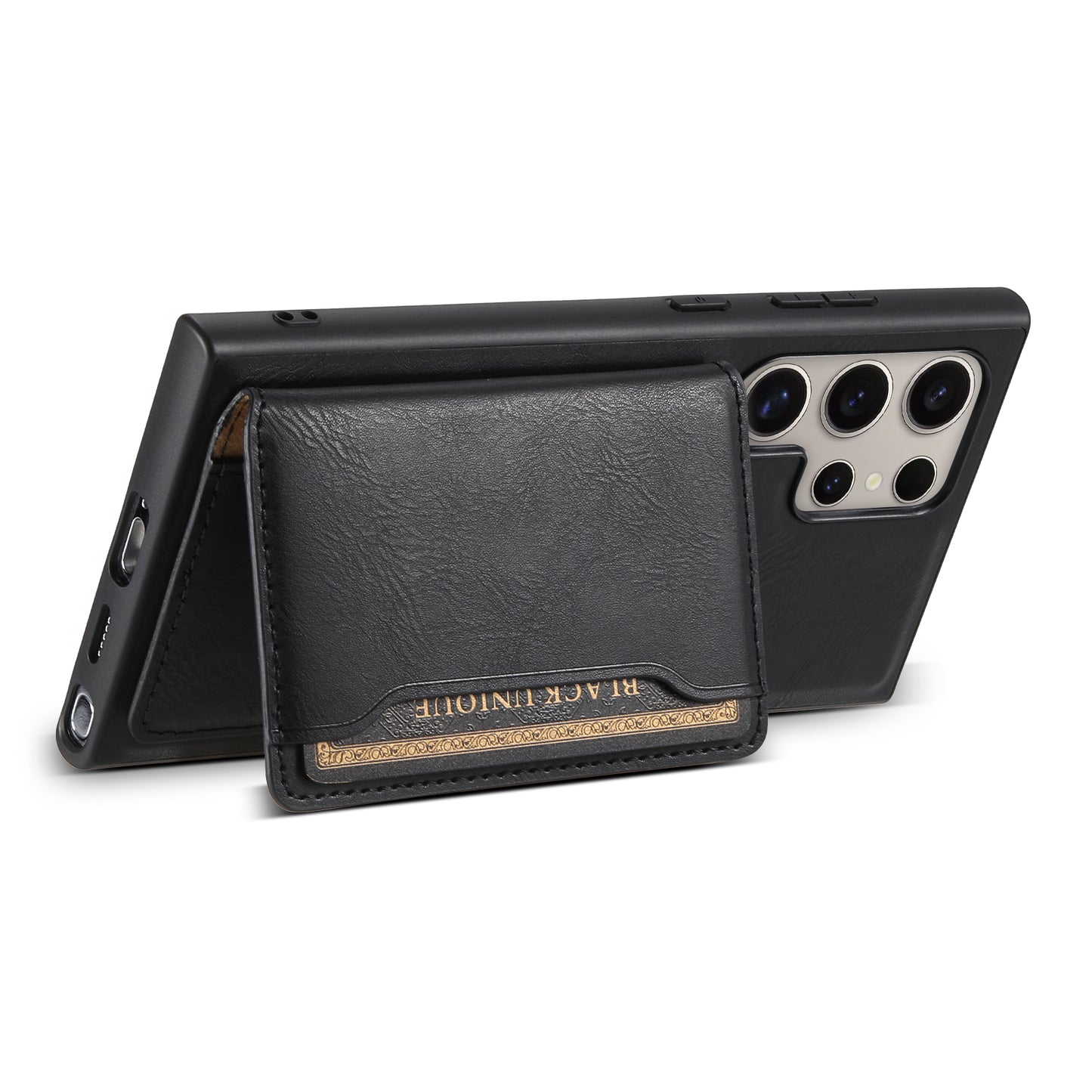 DENIOR For Samsung Galaxy S24 Ultra Phone Cover Magnetic Detachable Wallet Case Kickstand - Black