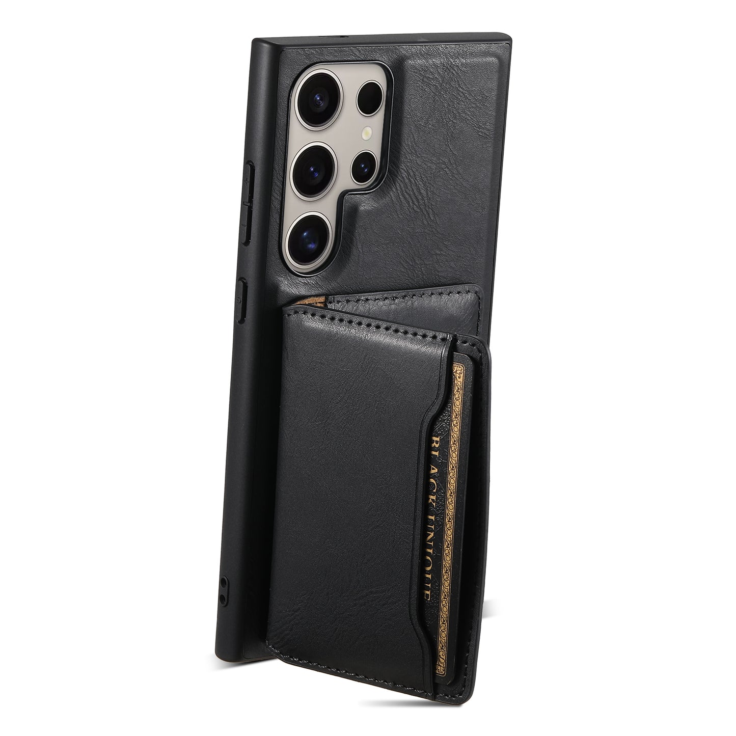 DENIOR For Samsung Galaxy S24 Ultra Phone Cover Magnetic Detachable Wallet Case Kickstand - Black
