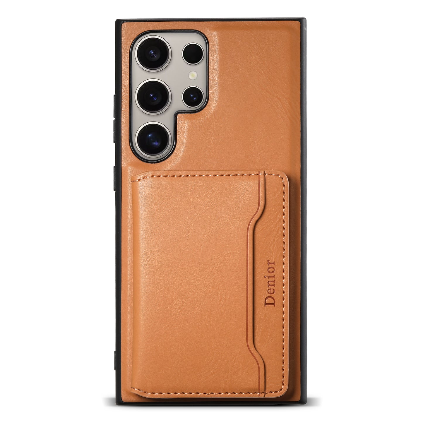 DENIOR For Samsung Galaxy S24 Ultra Phone Cover Magnetic Detachable Wallet Case Kickstand - Khaki