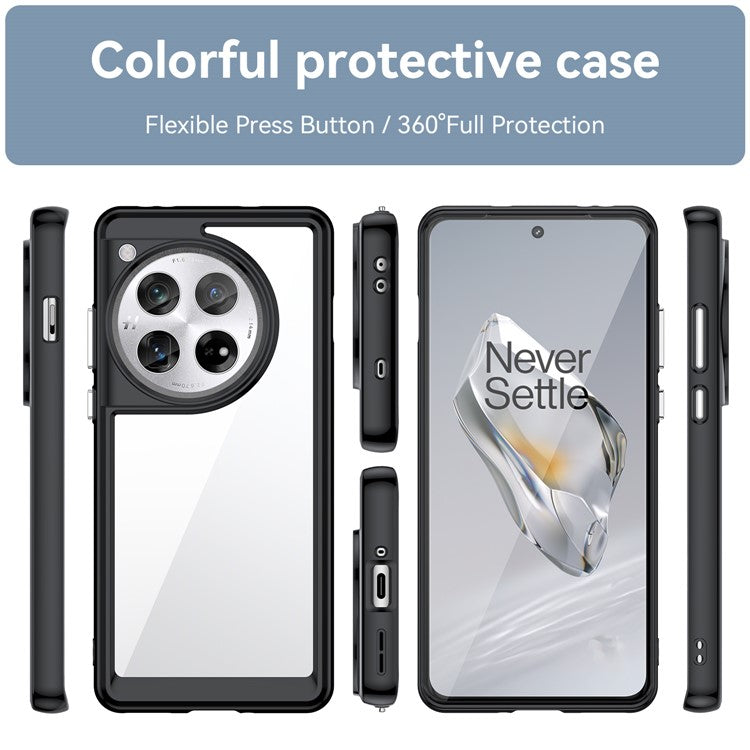 For OnePlus 12 5G Case Slim-Fit TPU+Acrylic Shockproof Phone Guard Cover - Black