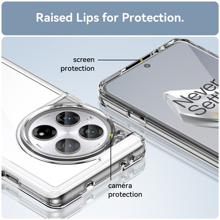 For OnePlus 12 5G Case Slim-Fit TPU+Acrylic Shockproof Phone Guard Cover - Transparent