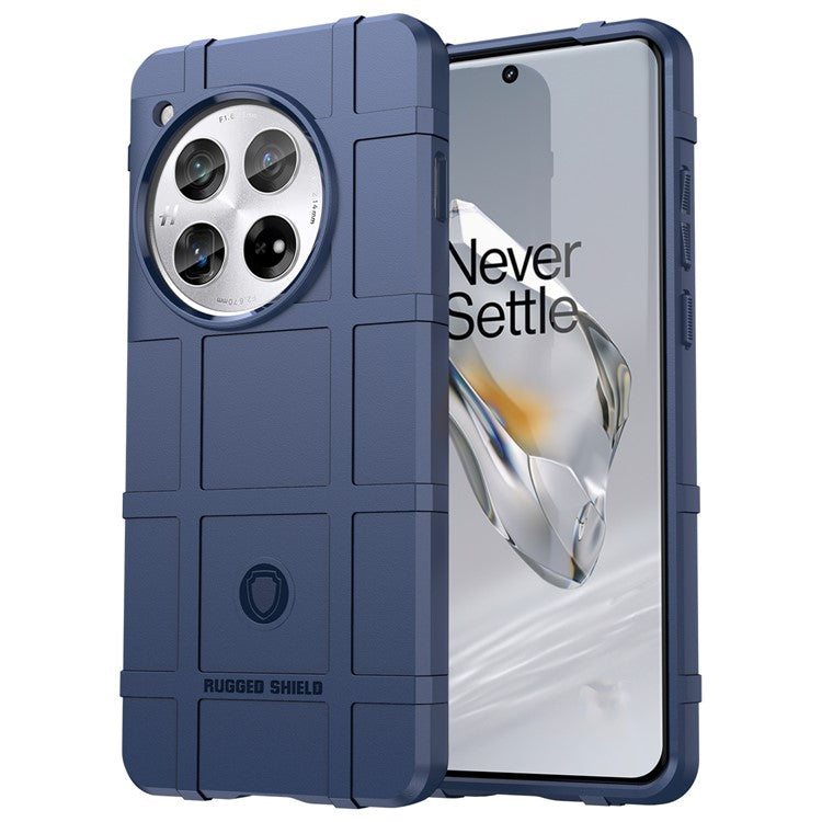 For OnePlus 12 5G Case Anti-Scratch Square Grid TPU Shell Phone Cover - Blue