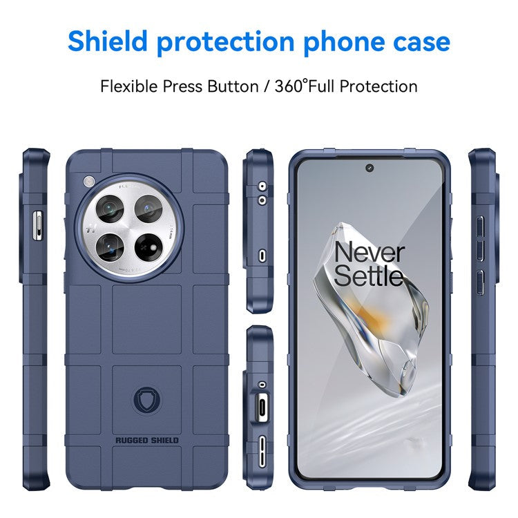 For OnePlus 12 5G Case Anti-Scratch Square Grid TPU Shell Phone Cover - Blue