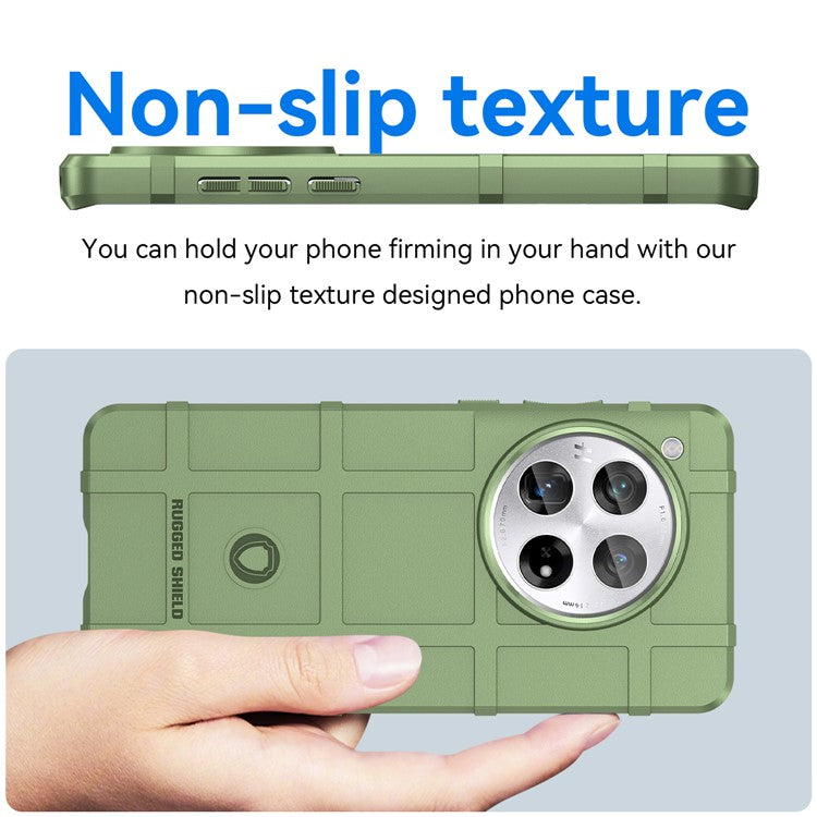 For OnePlus 12 5G Case Anti-Scratch Square Grid TPU Shell Phone Cover - Green
