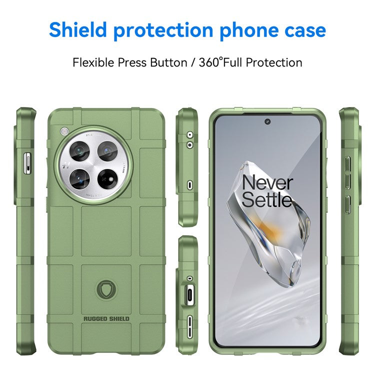 For OnePlus 12 5G Case Anti-Scratch Square Grid TPU Shell Phone Cover - Green
