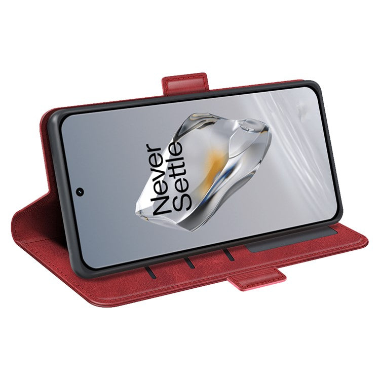 For OnePlus 12 5G Leather Flip Wallet Case Folio Stand View Phone Cover - Red