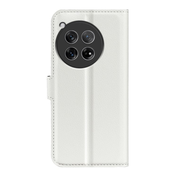 For OnePlus 12 5G Phone Case Flip Wallet Shockproof PU Leather Stand Cover - White