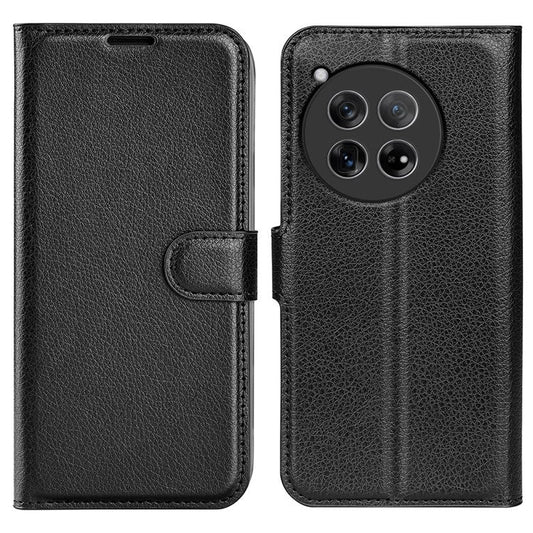 For OnePlus 12 5G Phone Case Flip Wallet Shockproof PU Leather Stand Cover - Black