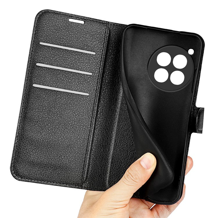 For OnePlus 12 5G Phone Case Flip Wallet Shockproof PU Leather Stand Cover - Black