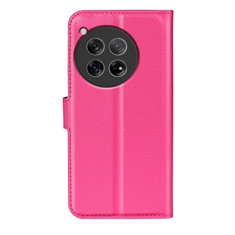 For OnePlus 12 5G Phone Case Flip Wallet Shockproof PU Leather Stand Cover - Rose