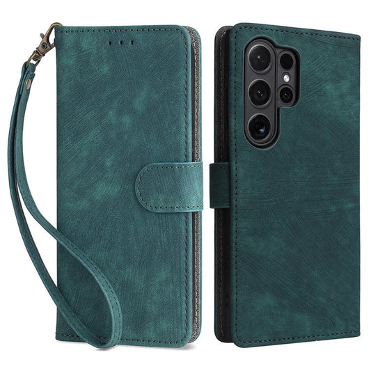 For Samsung Galaxy S24 Ultra Case PU Leather Wallet RFID Blocking Phone Cover - Green