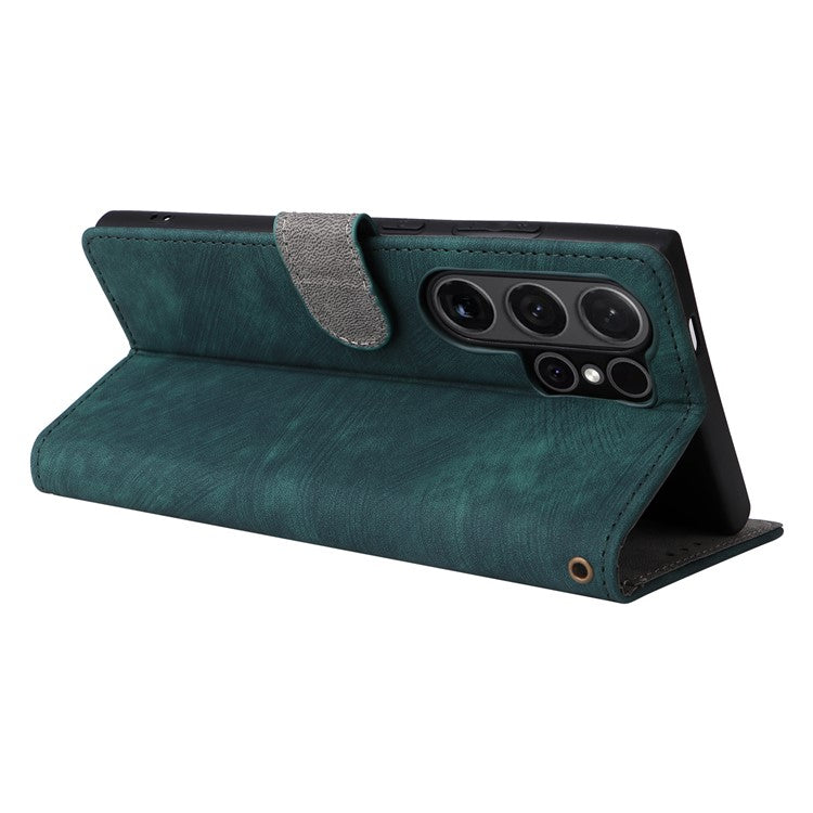 For Samsung Galaxy S24 Ultra Case PU Leather Wallet RFID Blocking Phone Cover - Green