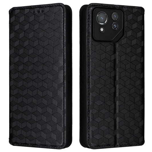 For Asus ROG Phone 8 Pro 5G / 8 5G Wallet Case Leather Magnetic Auto Closing Imprint Cover - Black