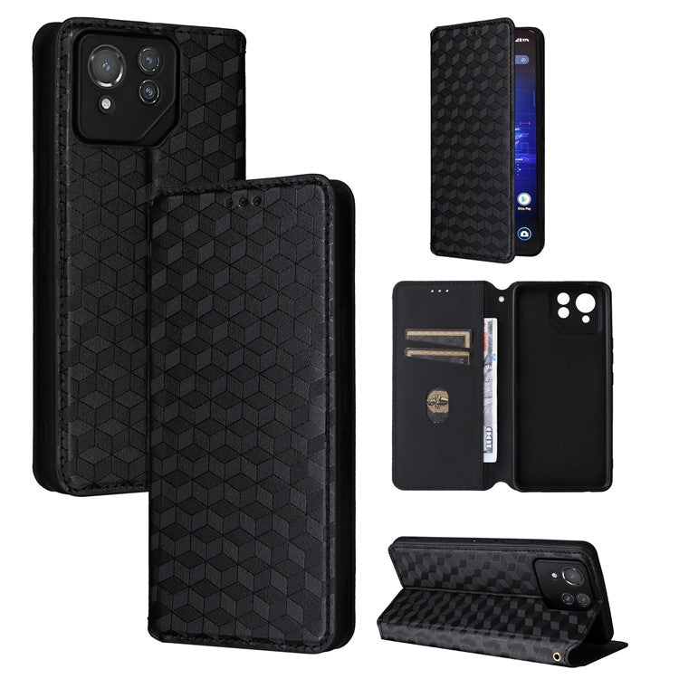 For Asus ROG Phone 8 Pro 5G / 8 5G Wallet Case Leather Magnetic Auto Closing Imprint Cover - Black