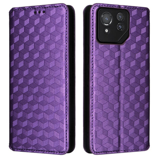 For Asus ROG Phone 8 Pro 5G / 8 5G Wallet Case Leather Magnetic Auto Closing Imprint Cover - Purple