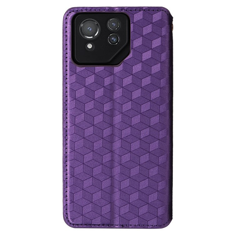 For Asus ROG Phone 8 Pro 5G / 8 5G Wallet Case Leather Magnetic Auto Closing Imprint Cover - Purple