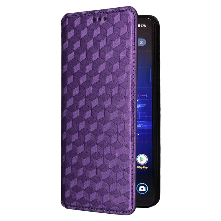 For Asus ROG Phone 8 Pro 5G / 8 5G Wallet Case Leather Magnetic Auto Closing Imprint Cover - Purple