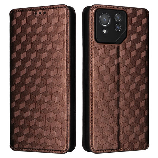 For Asus ROG Phone 8 Pro 5G / 8 5G Wallet Case Leather Magnetic Auto Closing Imprint Cover - Brown