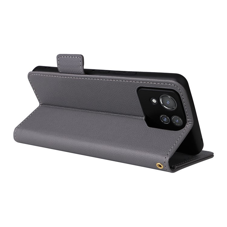 For Asus ROG Phone 8 Pro 5G / 8 5G Magnetic Case Leather Litchi Texture Cover with Wrist Strap - Grey