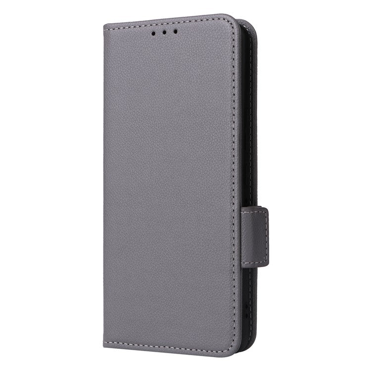 For Asus ROG Phone 8 Pro 5G / 8 5G Magnetic Case Leather Litchi Texture Cover with Wrist Strap - Grey