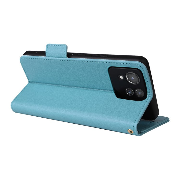 For Asus ROG Phone 8 Pro 5G / 8 5G Magnetic Case Leather Litchi Texture Cover with Wrist Strap - Baby Blue