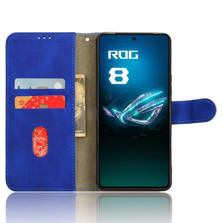 For Asus ROG Phone 8 5G / Phone 8 Pro 5G Case PU Leather Card Holder Cover with Magnetic Closure - Blue