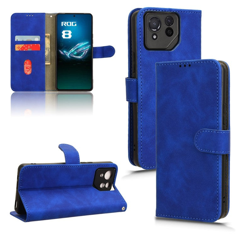 For Asus ROG Phone 8 5G / Phone 8 Pro 5G Case PU Leather Card Holder Cover with Magnetic Closure - Blue