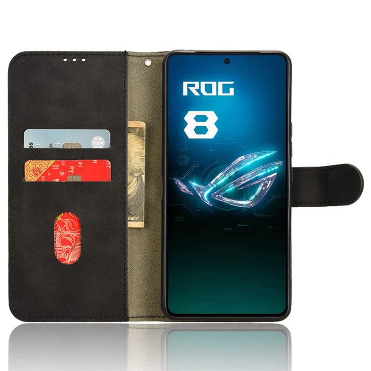 For Asus ROG Phone 8 5G / Phone 8 Pro 5G Case PU Leather Card Holder Cover with Magnetic Closure - Black