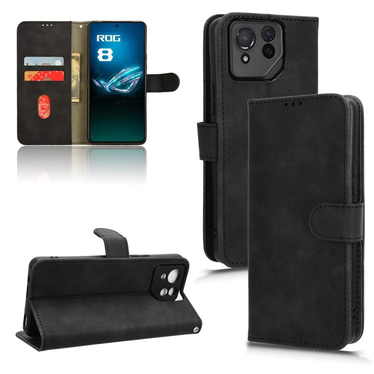 For Asus ROG Phone 8 5G / Phone 8 Pro 5G Case PU Leather Card Holder Cover with Magnetic Closure - Black