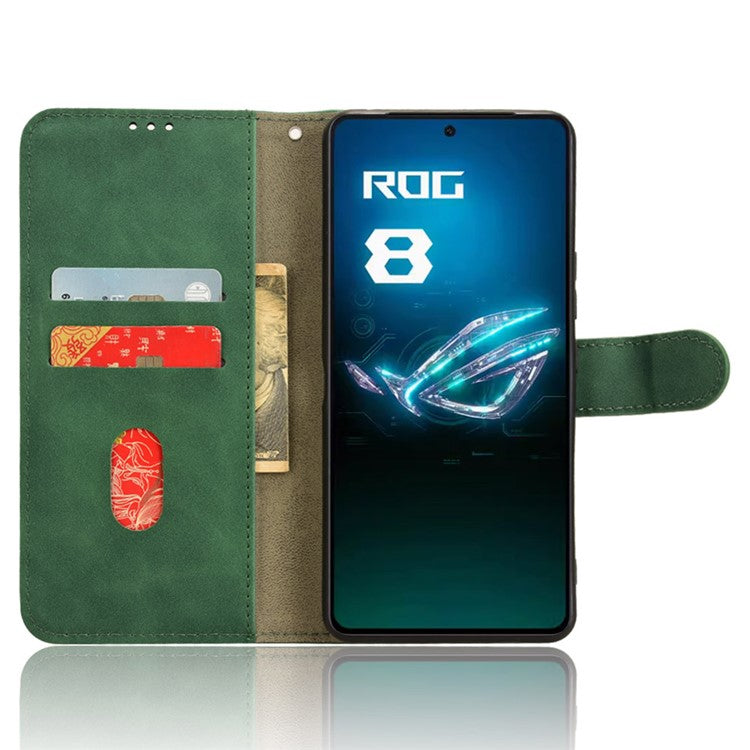 For Asus ROG Phone 8 5G / Phone 8 Pro 5G Case PU Leather Card Holder Cover with Magnetic Closure - Green