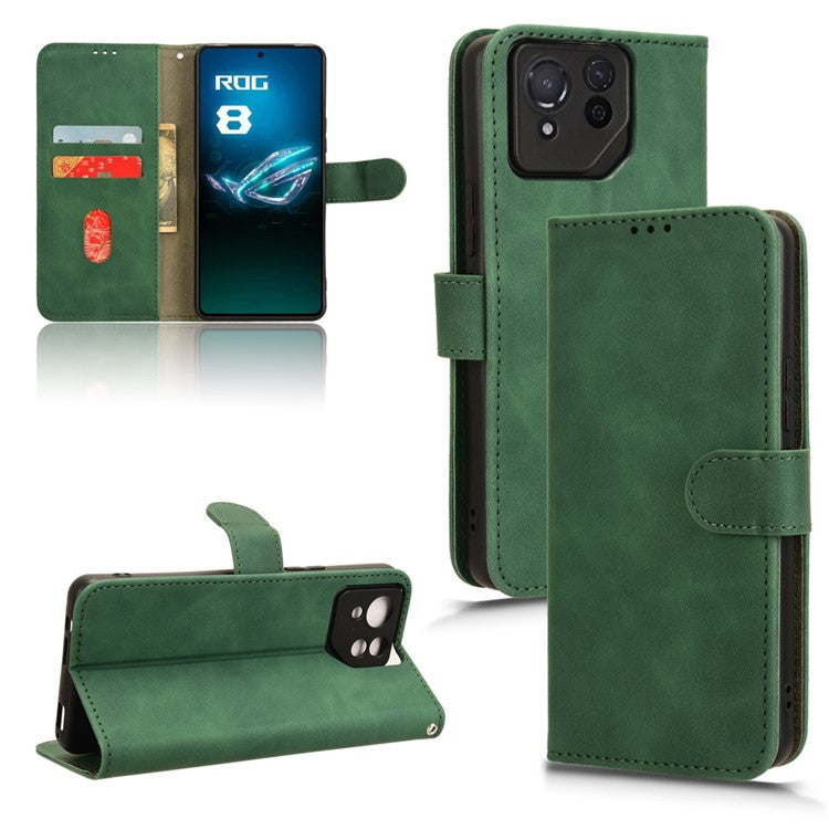 For Asus ROG Phone 8 5G / Phone 8 Pro 5G Case PU Leather Card Holder Cover with Magnetic Closure - Green