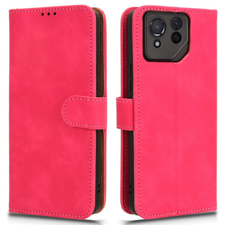 For Asus ROG Phone 8 5G / Phone 8 Pro 5G Case PU Leather Card Holder Cover with Magnetic Closure - Rose