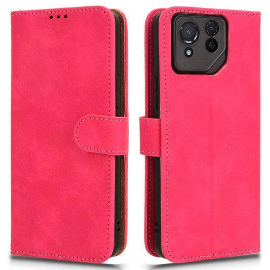 For Asus ROG Phone 8 5G / Phone 8 Pro 5G Case PU Leather Card Holder Cover with Magnetic Closure - Rose
