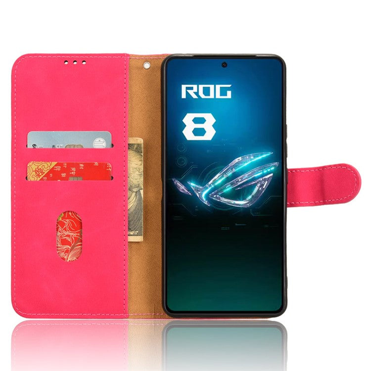 For Asus ROG Phone 8 5G / Phone 8 Pro 5G Case PU Leather Card Holder Cover with Magnetic Closure - Rose