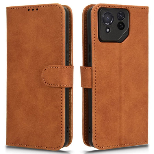 For Asus ROG Phone 8 5G / Phone 8 Pro 5G Case PU Leather Card Holder Cover with Magnetic Closure - Brown