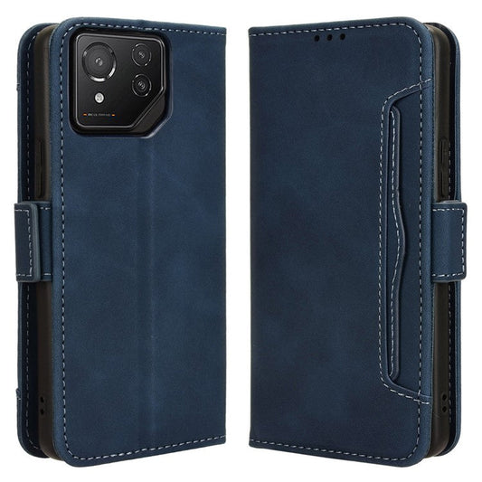 For Asus ROG Phone 8 Pro 5G / 8 5G Case Stand Leather Cover with Multiple Card Slots - Blue