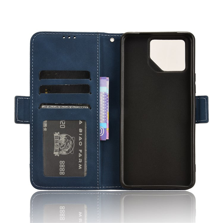 For Asus ROG Phone 8 Pro 5G / 8 5G Case Stand Leather Cover with Multiple Card Slots - Blue
