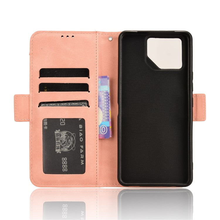 For Asus ROG Phone 8 Pro 5G / 8 5G Case Stand Leather Cover with Multiple Card Slots - Pink