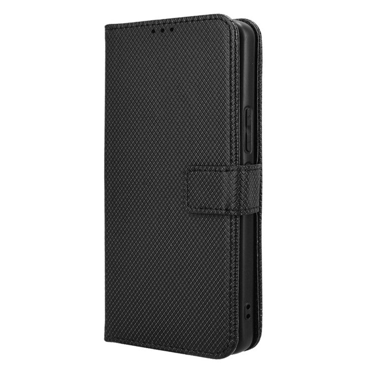 For Asus ROG Phone 8 Pro 5G / 8 5G Magnetic Phone Case Diamond Texture Card Slots Cover - Black