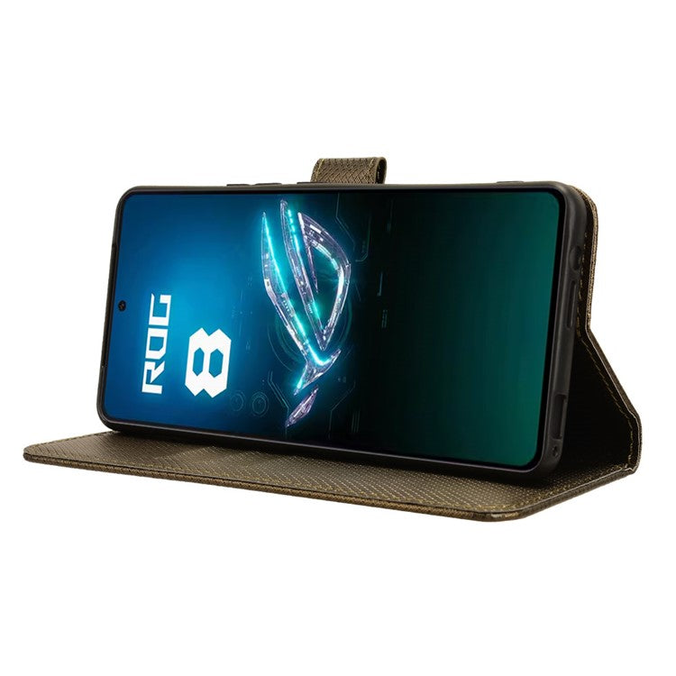 For Asus ROG Phone 8 Pro 5G / 8 5G Magnetic Phone Case Diamond Texture Card Slots Cover - Brown