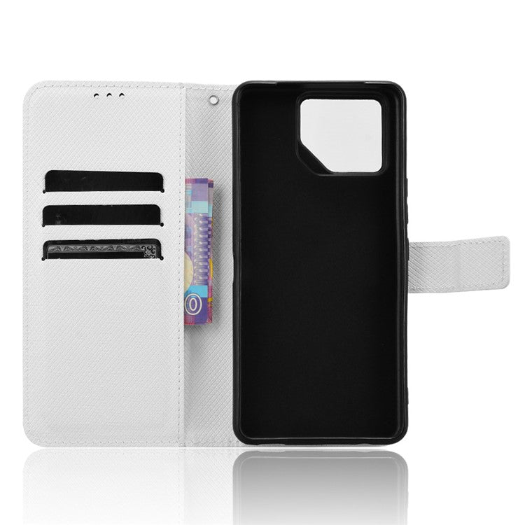 For Asus ROG Phone 8 Pro 5G / 8 5G Magnetic Phone Case Diamond Texture Card Slots Cover - White