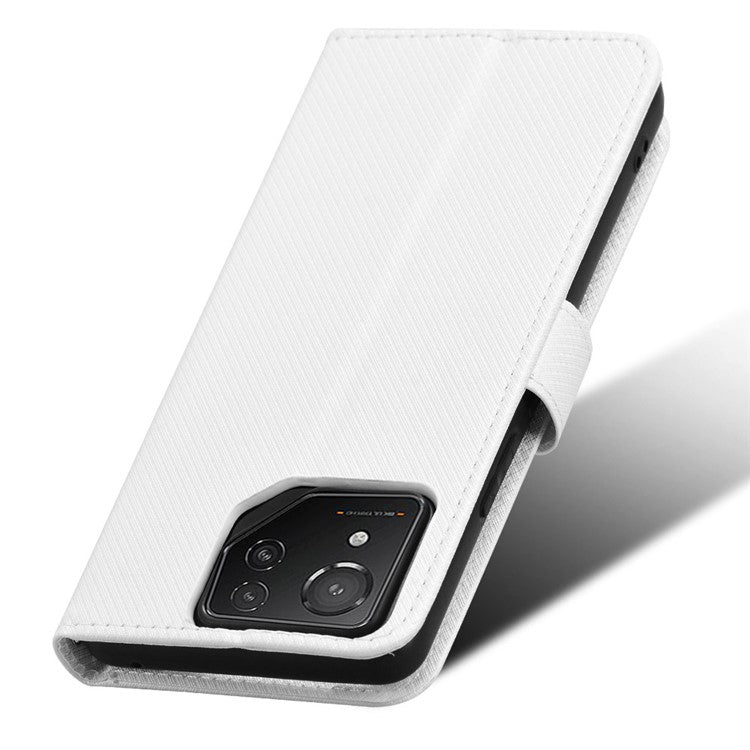 For Asus ROG Phone 8 Pro 5G / 8 5G Magnetic Phone Case Diamond Texture Card Slots Cover - White