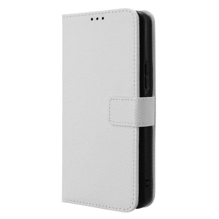 For Asus ROG Phone 8 Pro 5G / 8 5G Magnetic Phone Case Diamond Texture Card Slots Cover - White