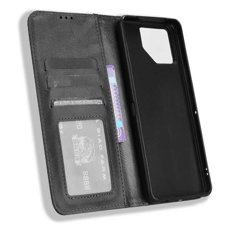 For Asus ROG Phone 8 Pro 5G / 8 5G Case Magnetic Closing Wallet Leather Phone Cover - Black