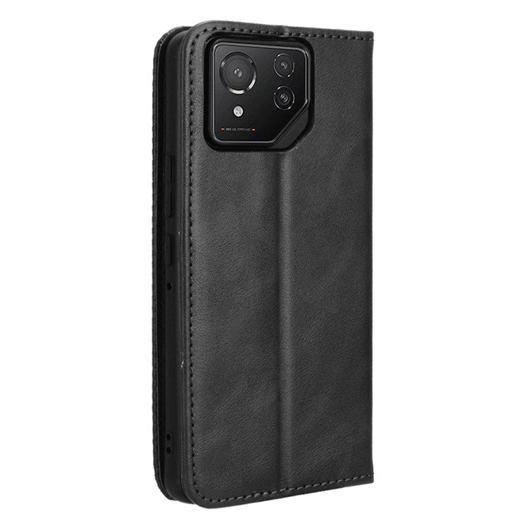 For Asus ROG Phone 8 Pro 5G / 8 5G Case Magnetic Closing Wallet Leather Phone Cover - Black